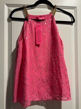 Lilly Pulitzer Hot Pink Halter with Gold Chain Strap